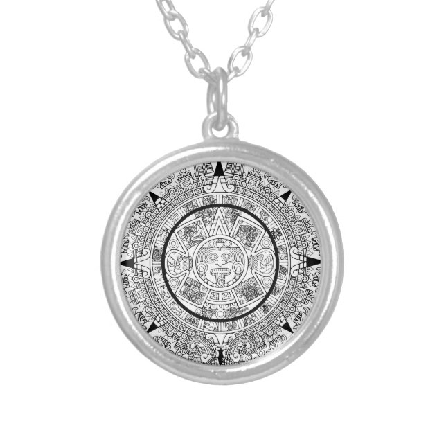 aztec_calender silver plated necklace (Front)