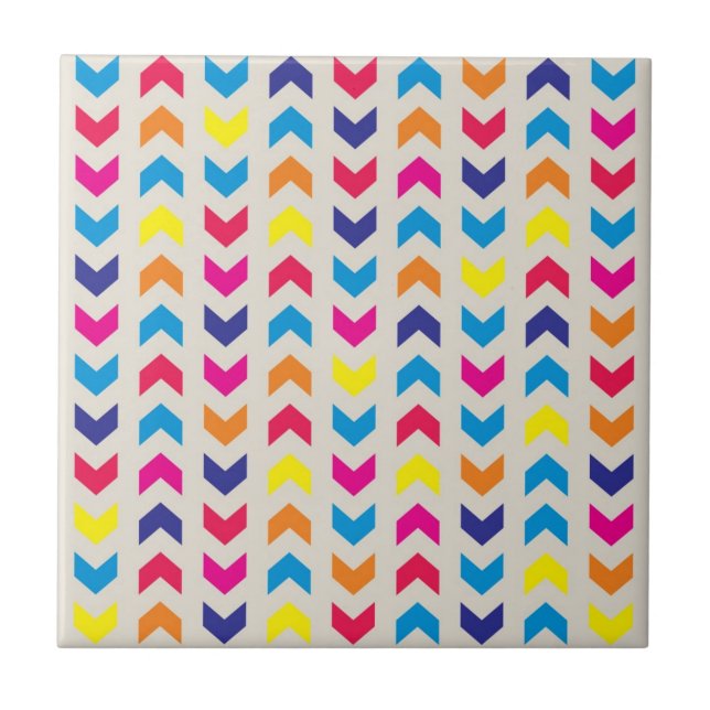 Aztec Chevron colorful Ceramic Tile (Front)