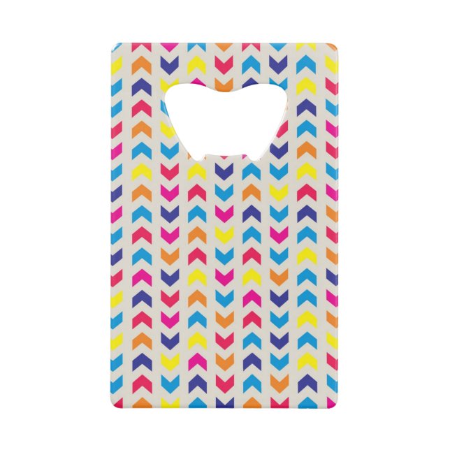 Aztec Chevron colorful Credit Card Bottle Opener (Front)