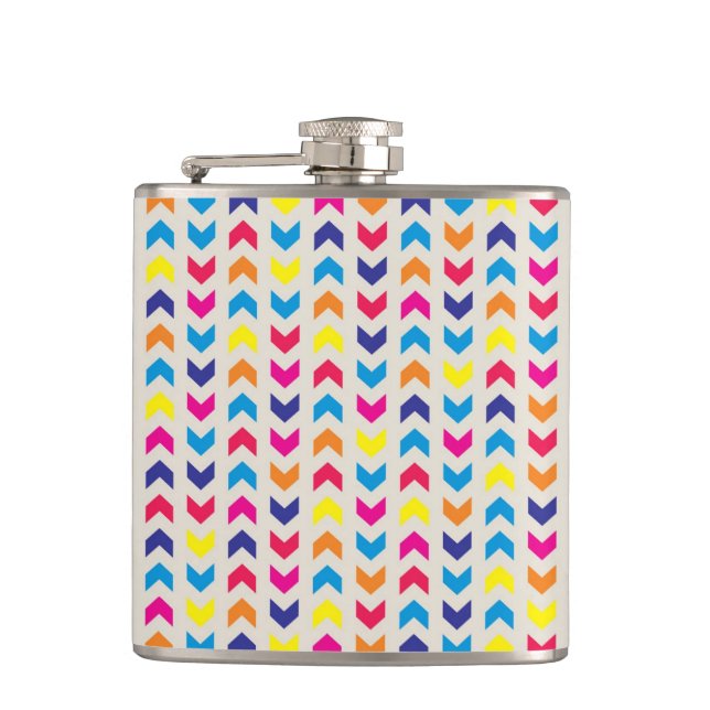 Aztec Chevron colorful Hip Flask (Front)