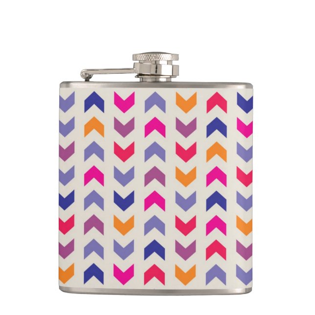 Aztec Chevron colorful pattern Hip Flask (Front)