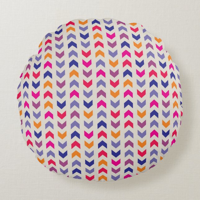 Aztec Chevron colorful pattern Round Pillow (Front)
