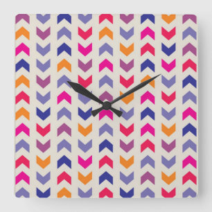 Aztec Chevron colorful pattern Square Wall Clock