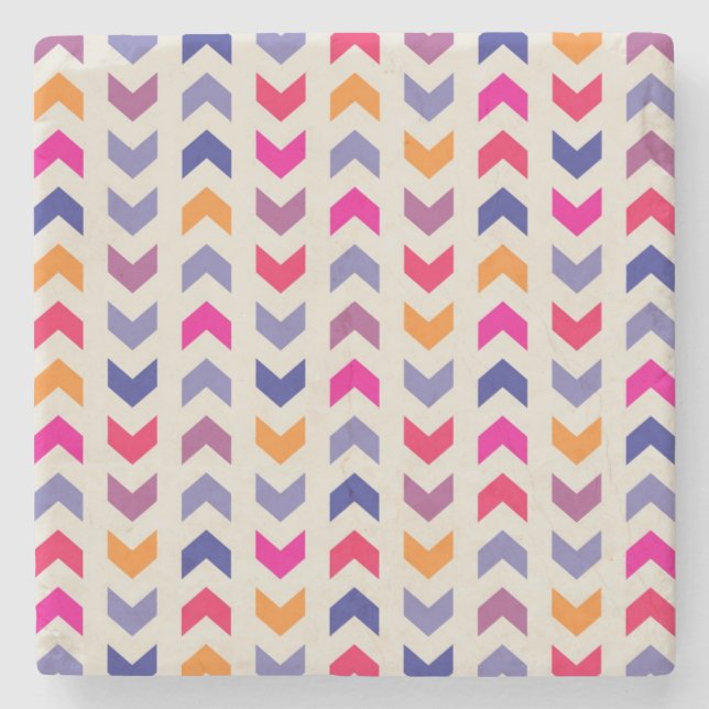 Aztec Chevron colorful pattern Stone Coaster (Front)
