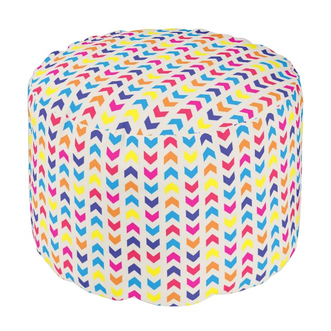 Aztec Chevron colorful Pouf (Angled Front)