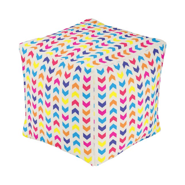 Aztec Chevron colorful Pouf (Angled Front)