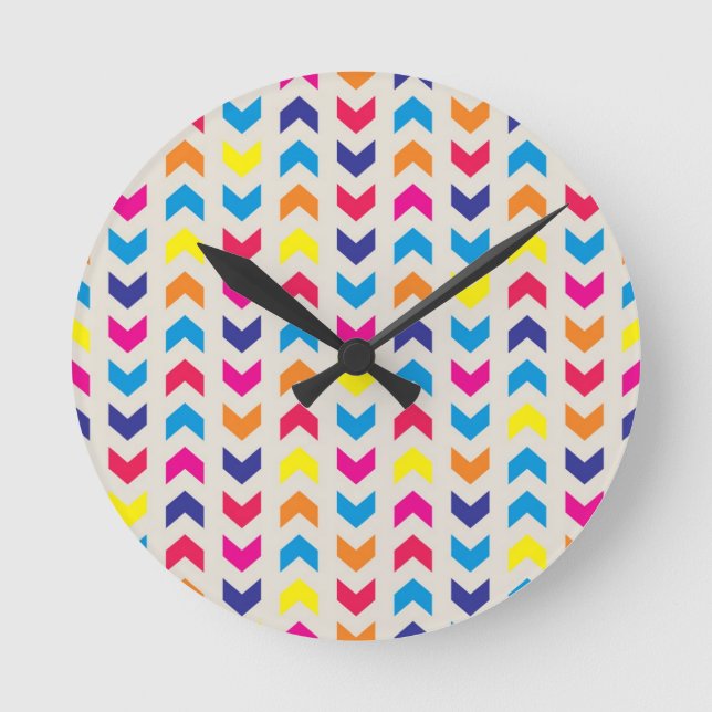Aztec Chevron colorful Round Clock (Front)