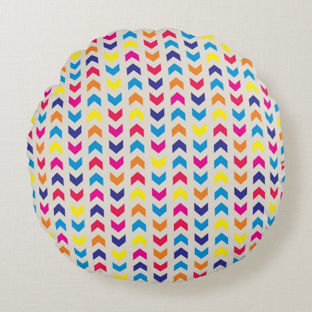 Aztec Chevron colorful Round Pillow (Front)