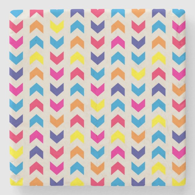 Aztec Chevron colorful Stone Coaster (Front)