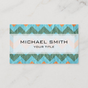Aztec chevron zigzag pattern leather #5 business card