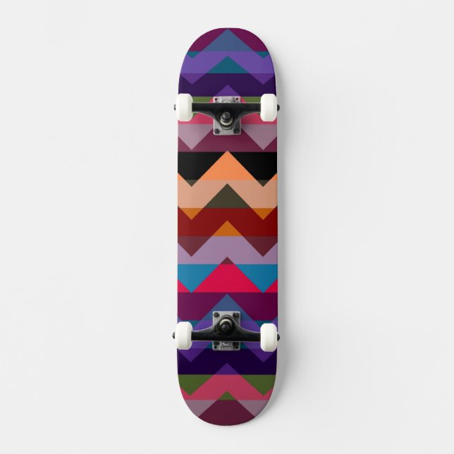 Aztec Chevron Zigzag Stripe Pattern Skateboard Deck (Front)