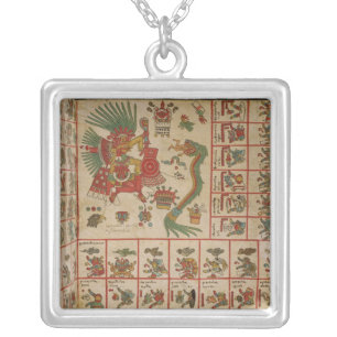 Aztec Codex Borbonicus Silver Plated Necklace