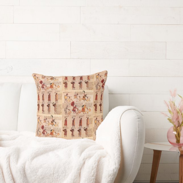 Aztec Codex Mendoza Native HeritageThrow Pillow (Couch)