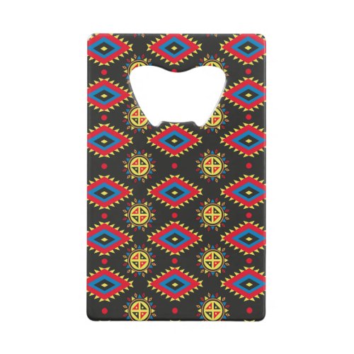 Aztec colorful and unique pattern credit card bottle opener