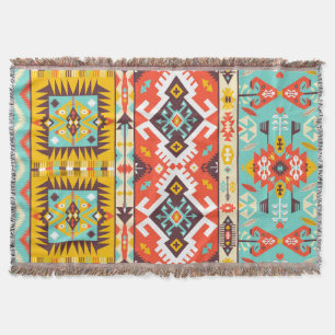 Aztec colorful fashion seamless pattern throw blanket