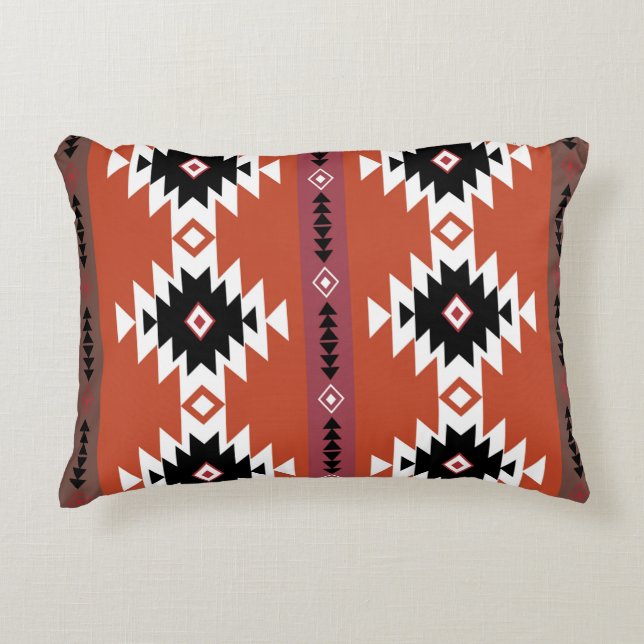 Aztec Colorful Geometric Pattern  Accent Pillow (Front)