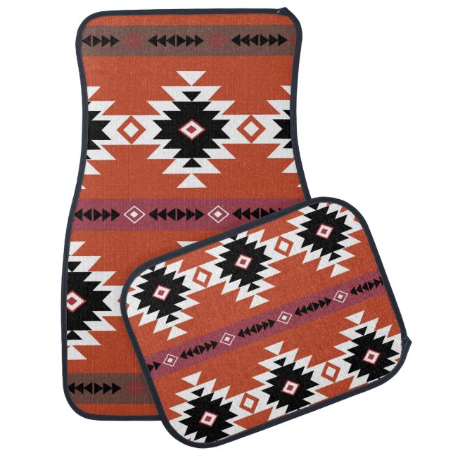 Aztec Colorful Geometric Pattern  Car Floor Mat (Set)