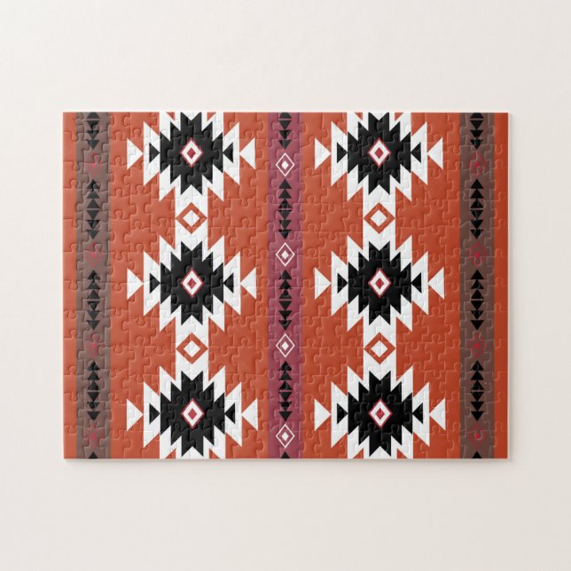 Aztec Colorful Geometric Pattern  Jigsaw Puzzle (Horizontal)