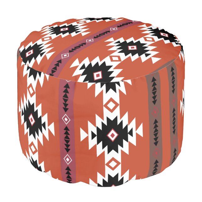 Aztec Colorful Geometric Pattern  Pouf (Angled Front)