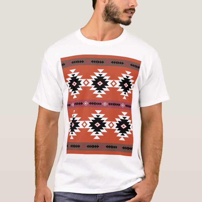 Aztec Colorful Geometric Pattern  T-Shirt (Front)