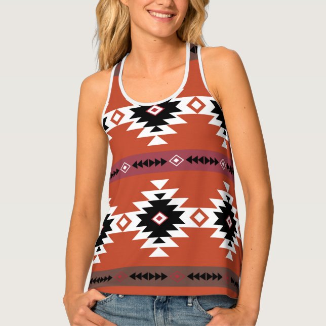 Aztec Colorful Geometric Pattern  Tank Top (Front)