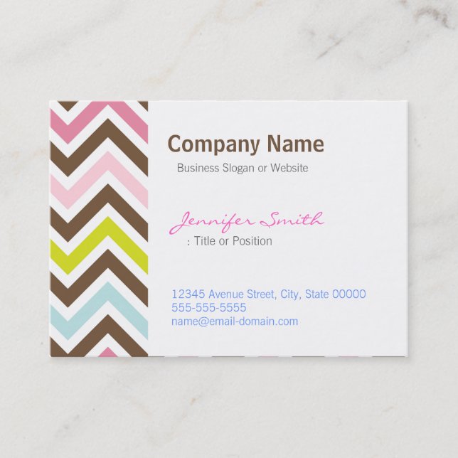 Aztec Colors - Chic Chevron Zigzag Pattern Business Card (Front)