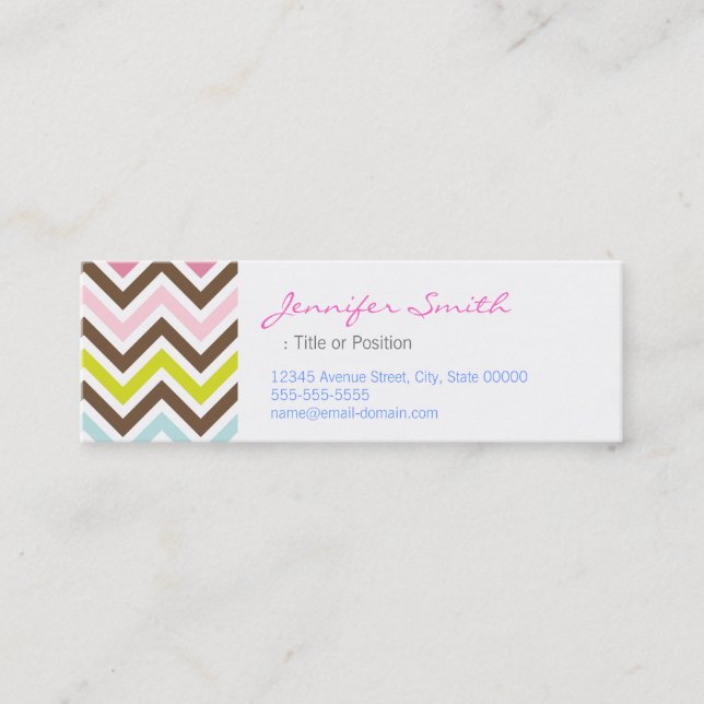 Aztec Colors - Chic Chevron Zigzag Pattern Mini Business Card (Front)