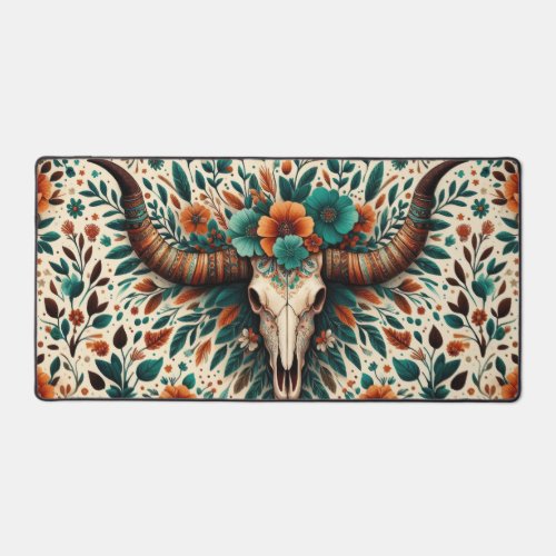 Aztec Cow Skull Desk Mat