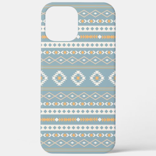 Aztec Cream Orange Blue Mixed Motif Pattern iPhone 12 Pro Max Case