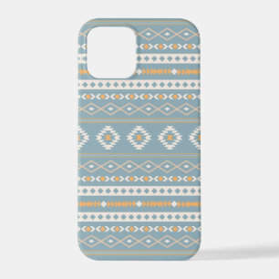 Aztec Cream Orange Blue Mixed Motif Pattern iPhone 12 Pro Case