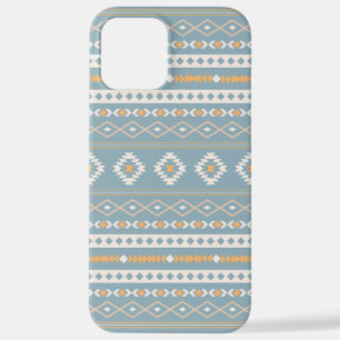 Aztec Cream Orange Blue Mixed Motif Pattern iPhone 12 Pro Max Case