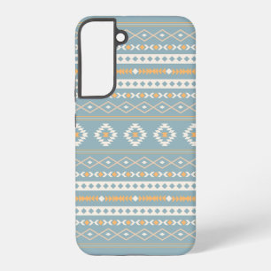 Aztec Cream Orange Blue Mixed Motif Pattern Samsung Galaxy S22+ Case