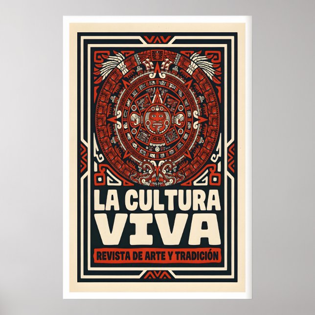 Aztec Culture Wall Art - Bold Red and Black (Front)
