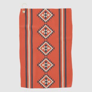 Aztec design in orange, beige and blue colors golf towel