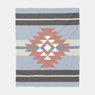 Aztec design in pink and blue colors fleece blanket