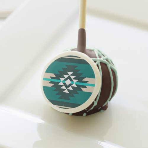 Aztec design in turquoise color cake pops