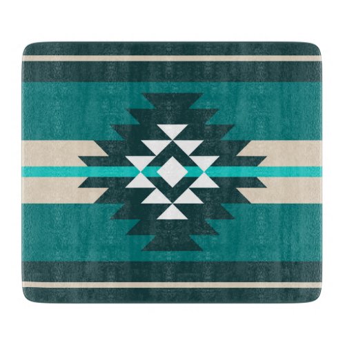 Aztec design in turquoise color cutting board