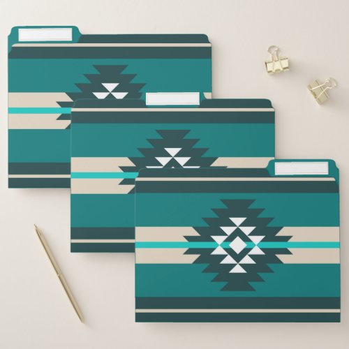 Aztec design in turquoise color file folder