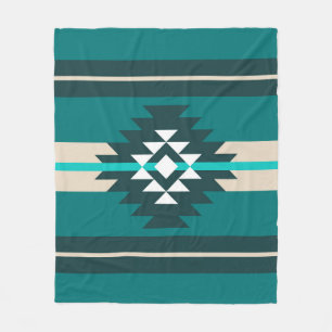 Aztec design in turquoise color fleece blanket