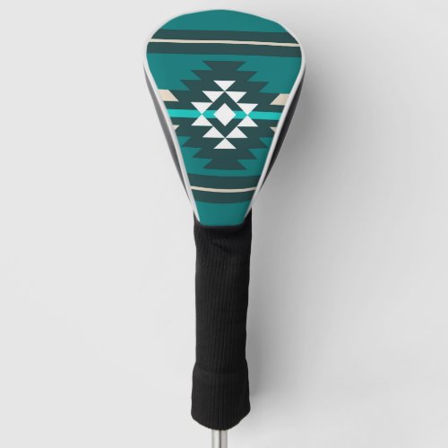Aztec design in turquoise color golf head cover