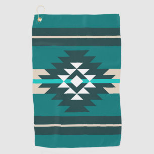 Aztec design in turquoise color golf towel