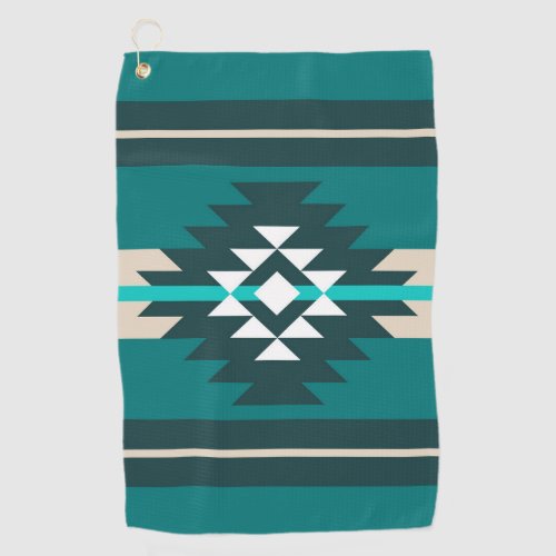 Aztec design in turquoise color golf towel