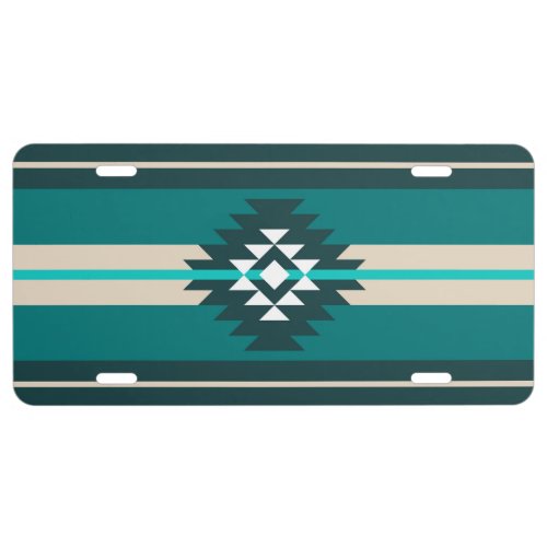 Aztec design in turquoise color license plate