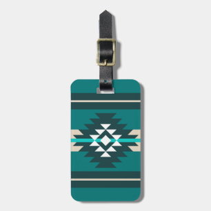 Aztec design in turquoise color luggage tag