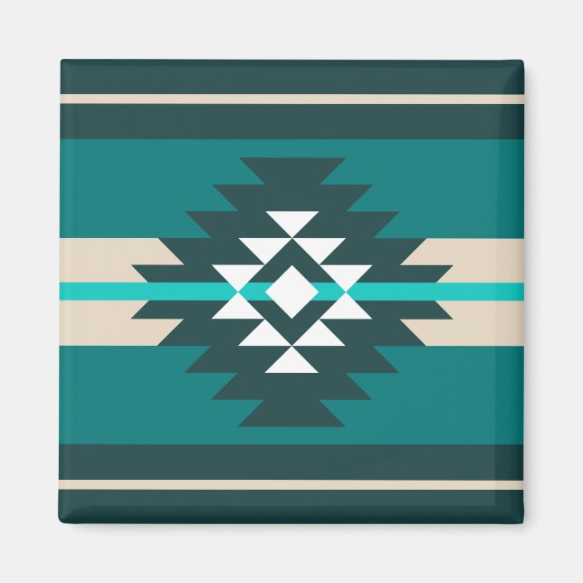 Aztec design in turquoise color magnet (Front)