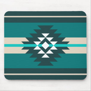 Aztec design in turquoise color mouse pad