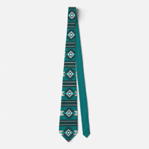 Aztec design in turquoise color neck tie