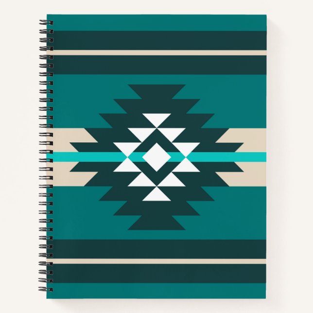 Aztec design in turquoise color notebook (Front)