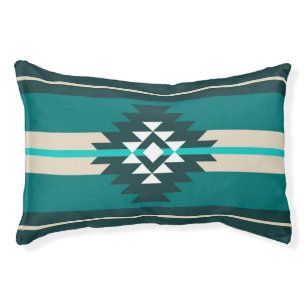 Aztec design in turquoise color pet bed
