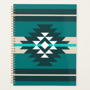 Aztec design in turquoise color planner